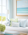 Coastal Indoor Outdoor Scalloped Lumbar Pillow Cover Only, Dahlia Floral, Baby Blue, 12"x20"