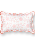 Coastal Indoor Outdoor Scalloped Lumbar Pillow Cover Only, Dahlia Floral, Blush Pink, 12"x20"