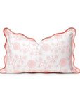 Coastal Indoor Outdoor Scalloped Lumbar Pillow Cover Only, Dahlia Floral, Blush Pink, 12"x20"