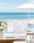 Capelea Flowers, Blue And White Outdoor Fabric By The Yard 57", Baby Blue