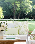Capelea Flowers, Green Outdoor Fabric By The Yard 57", Green