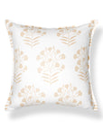 Capelea Flowers, Indoor/Outdoor Tan Accent Pillow Cover, with Flanged Border, 20"x20"