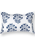 Coastal Indoor Outdoor Lumbar Pillow Cover Only, Floral, Navy Blue, 12"x20"