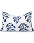 Coastal Indoor Outdoor Lumbar Pillow Cover Only, Floral, Navy Blue, 12"x20"