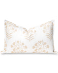 Capelea Flowers, Indoor/Outdoor Tan Lumbar Pillow Cover, with Flanged Border, 12"x20"