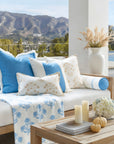 Capelea Flowers, Indoor/Outdoor Tan Lumbar Pillow Cover, with Flanged Border, 12"x20"