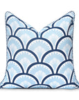 Coastal Indoor Outdoor Throw Pillow Cover Only, Tropical Ravenala Palm Tree, Baby Blue Navy, 20"x20"