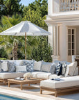 Coastal Indoor Outdoor Throw Pillow Cover Only, Tropical Ravenala Palm Tree, Baby Blue Navy, 20"x20"
