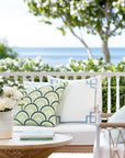 Kapalei Ravenala Scallops, Green Outdoor Fabric By The Yard 57", Green
