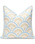 Coastal Indoor Outdoor Throw Pillow Cover Only, Tropical Ravenala Palm Tree, Baby Blue Tan, 20"x20"