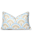 Coastal Indoor Outdoor Lumbar Pillow Cover Only, Tropical Ravenala Palm Tree, Baby Blue Tan, 12"x20"