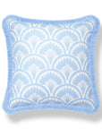 Kapalei Ravenala Scallops, Indoor/Outdoor Blue Pillow Cover, with Fringe, 20"x20"