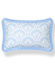Kapalei Ravenala Scallops, Indoor/Outdoor Blue Lumbar Pillow Cover, with Fringe, 12"x20"