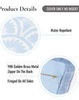 Kapalei Ravenala Scallops, Indoor/Outdoor Blue Lumbar Pillow Cover, with Fringe, 12"x20"