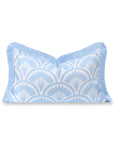 Kapalei Ravenala Scallops, Indoor/Outdoor Blue Lumbar Pillow Cover, with Fringe, 12"x20"