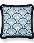 Kapalei Ravenala Scallops, Indoor/Outdoor Green Pillow Cover, with Fringe, 20"x20"