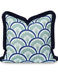 Kapalei Ravenala Scallops, Indoor/Outdoor Green Pillow Cover, with Fringe, 20"x20"