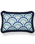 Kapalei Ravenala Scallops, Indoor/Outdoor Green Lumbar Pillow Cover, with Fringe, 12"x20"