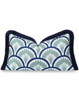 Kapalei Ravenala Scallops, Indoor/Outdoor Green Lumbar Pillow Cover, with Fringe, 12"x20"