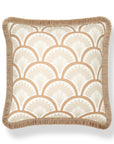 Kapalei Ravenala Scallops, Indoor/Outdoor Tan Throw Pillow Cover, with Fringe, 20"x20"