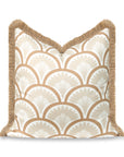 Kapalei Ravenala Scallops, Indoor/Outdoor Tan Throw Pillow Cover, with Fringe, 20"x20"