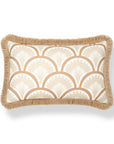 Kapalei Ravenala Scallops, Indoor/Outdoor Tan Lumbar Pillow Cover, with Fringe, 12"x20"