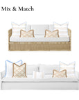 Kapalei Ravenala Scallops, Indoor/Outdoor Tan Lumbar Pillow Cover, with Fringe, 12"x20"