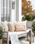 Kapalei Ravenala Scallops, Indoor/Outdoor Tan Lumbar Pillow Cover, with Fringe, 12"x20"