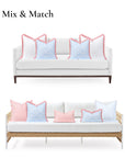 Kapalei Ravenala Scallops, Indoor/Outdoor Blue Pillow Cover, with Pink Fringe, 20"x20"