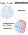 Kapalei Ravenala Scallops, Indoor/Outdoor Pink and Blue Lumbar Pillow Cover, with Fringe, 12"x20"