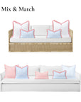 Kapalei Ravenala Scallops, Indoor/Outdoor Pink and Blue Lumbar Pillow Cover, with Fringe, 12"x20"