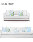 Coastal Indoor Outdoor Throw Pillow Cover Only, Sketch Hydrangea Flower, Baby Blue Green, 18"x18"