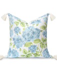 Coastal Indoor Outdoor Throw Pillow Cover Only, Sketch Hydrangea Flower, Baby Blue Green, 18"x18"
