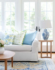Coastal Indoor Outdoor Throw Pillow Cover Only, Sketch Hydrangea Flower, Baby Blue Green, 18"x18"