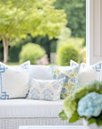 Coastal Indoor Outdoor Throw Pillow Cover Only, Sketch Hydrangea Flower, Baby Blue Green, 18"x18"