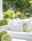Coastal Indoor Outdoor Throw Pillow Cover Only, Sketch Hydrangea Flower, Baby Blue Green, 18"x18"