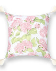 Coastal Indoor Outdoor Throw Pillow Cover Only, Sketch Hydrangea Flower, Blush Pink Green, 18"x18"