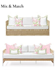 Coastal Indoor Outdoor Throw Pillow Cover Only, Sketch Hydrangea Flower, Blush Pink Green, 18"x18"