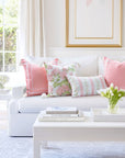 Coastal Indoor Outdoor Throw Pillow Cover Only, Sketch Hydrangea Flower, Blush Pink Green, 18"x18"