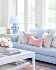 Coastal Indoor Outdoor Throw Pillow Cover Only, Sketch Hydrangea Flower, Blush Pink Green, 18"x18"