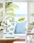 Nantess Blooming Hydrangea, Floral Outdoor Fabric By The Yard 57", Baby Blue Flower on White