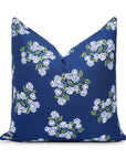 Coastal Indoor Outdoor Throw Pillow Cover Only, Hydrangea Flower, Navy Blue, 20"x20"