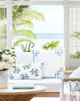 Coastal Indoor Outdoor Lumbar Pillow Cover Only, Hydrangea Flower B, Baby Blue, 12"x20"