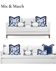 Coastal Indoor Outdoor Throw Pillow Cover Only, Tropical Hisbucs Flowers, Navy Baby Blue, 20"x20"