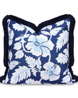 Coastal Indoor Outdoor Throw Pillow Cover Only, Tropical Hisbucs Flowers, Navy Baby Blue, 20"x20"