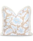 Coastal Indoor Outdoor Throw Pillow Cover Only, Tropical Hisbucs Flowers, Tan Baby Blue, 20"x20"