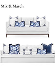 Coastal Indoor Outdoor Lumbar Pillow Cover Only, Tropical Hisbucs Flowers, Navy Baby Blue, 12"x20"