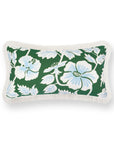 Coastal Indoor Outdoor Lumbar Pillow Cover Only, Tropical Hisbucs Flowers, Green Baby Blue, 12"x20"
