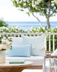 Coastline Stripes, Blue Stripe Outdoor Fabric By The Yard 57", Baby Blue