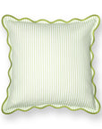 Coastal Indoor Outdoor Scalloped Throw Pillow Cover Only, Stripes, Green, 20"x20"